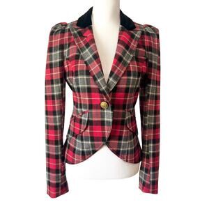 Smythe Red Plaid Tartan Wool Equestrian Riding Blazer Jacket Red Canada Size 6